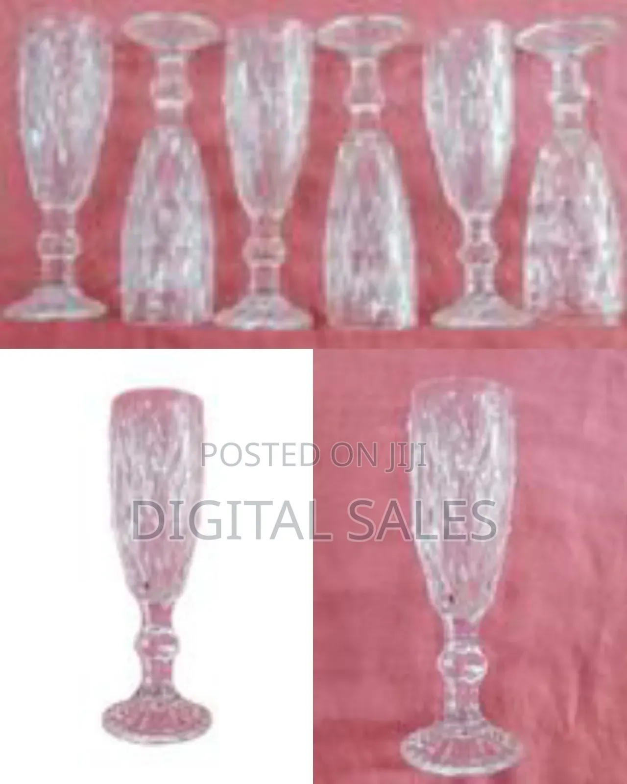 6 Pieces of Long Diamond Design Wine Glasses-Colorless