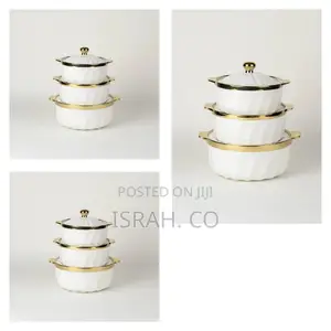3pcs Ceramic Serving Dishes With Gold Rim