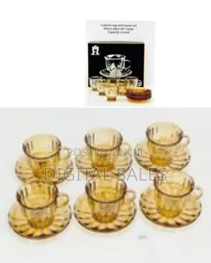 6 Pieces of Glass Tea Cups and Saucers Sets Coffee Flower Tea Mugs