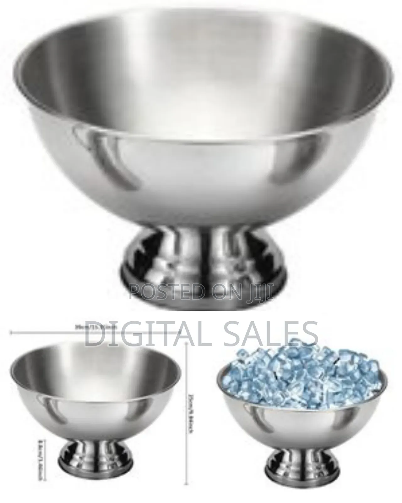 Stainless Steel Ice Bowl Metal Bar Barrel Beer Champagne Wine Large