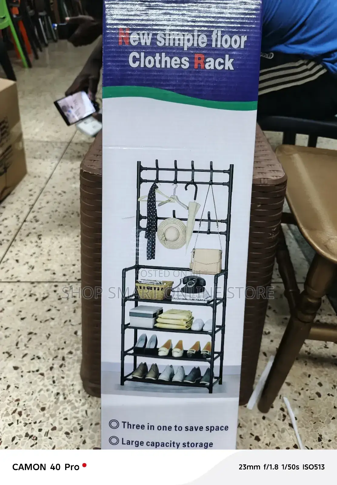New Simple Floor Clothes Rack 2in1