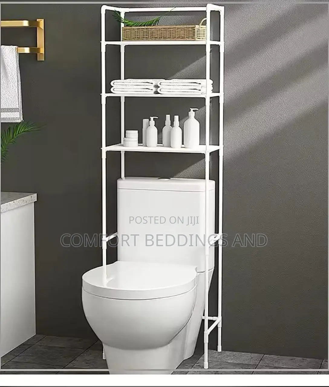 Metallic Toilet Rack White