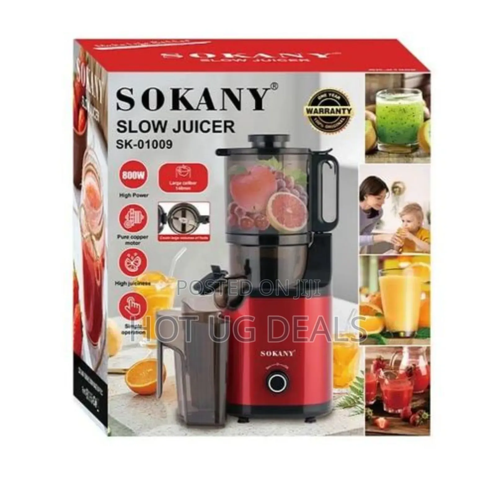 Sokany Commercial Slow Juicer Extractor- Maroon
