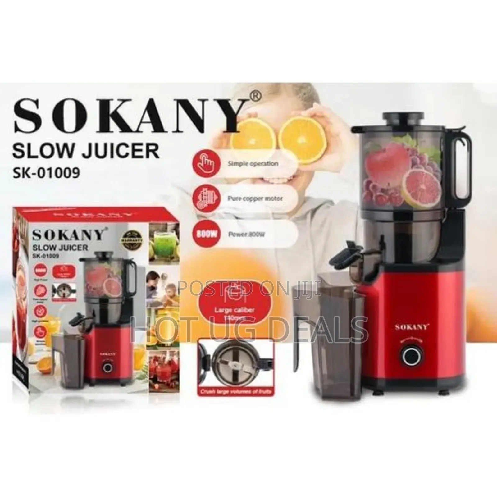 Sokany Commercial Slow Juicer Extractor- Maroon