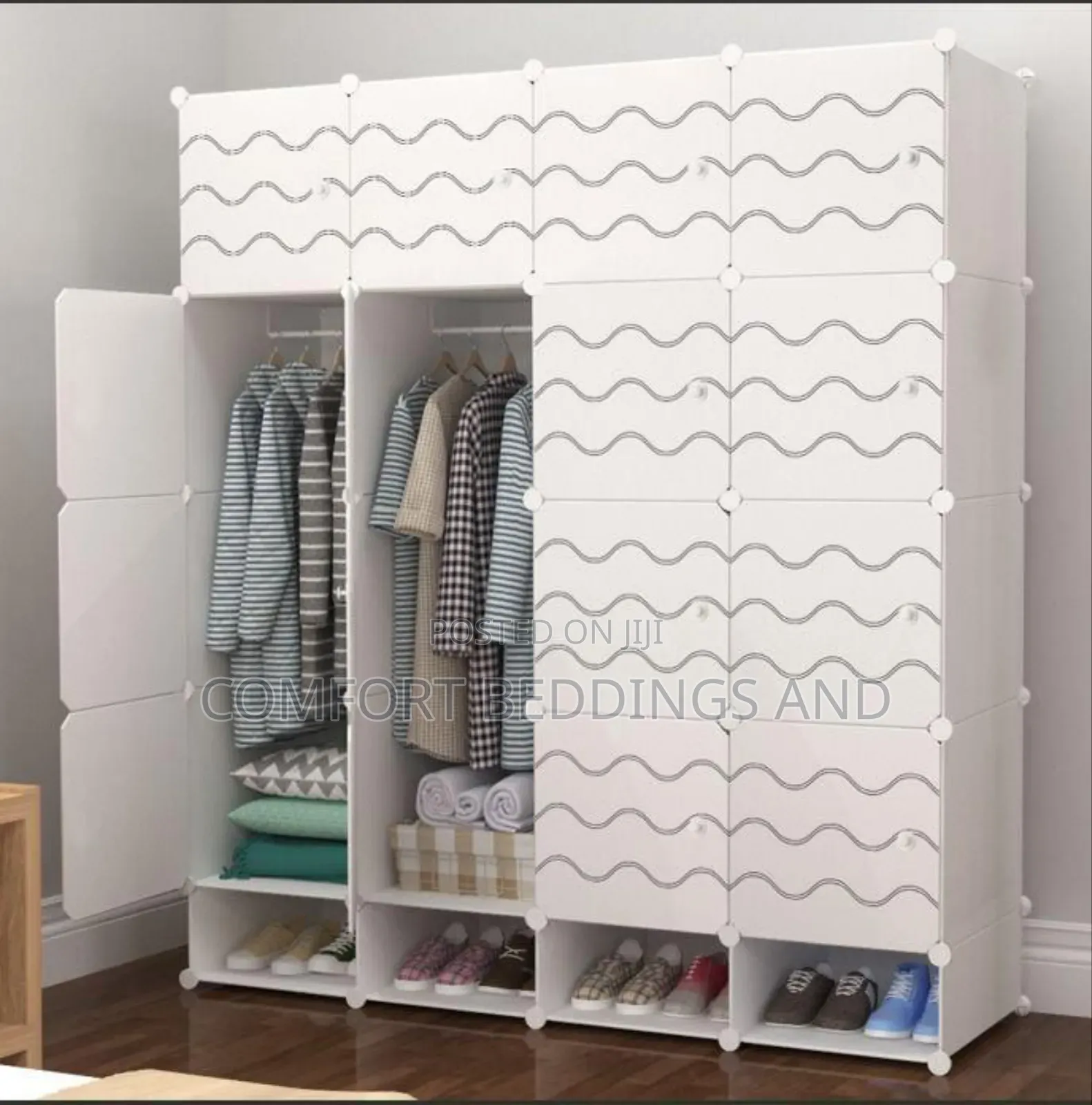Four Column Plastic Closet White 4 Layer