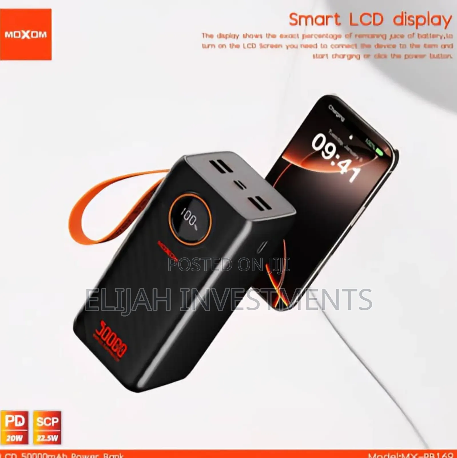 Moxom 50,000mah 22.5w LCD Display Power Bank