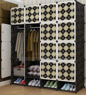 Four Column Plastic Closet Cream And Black