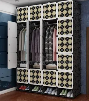 Four Column Plastic Closet Black 5 Layers
