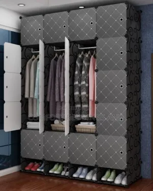 Four Column Plastic Closet Black 5 Layers