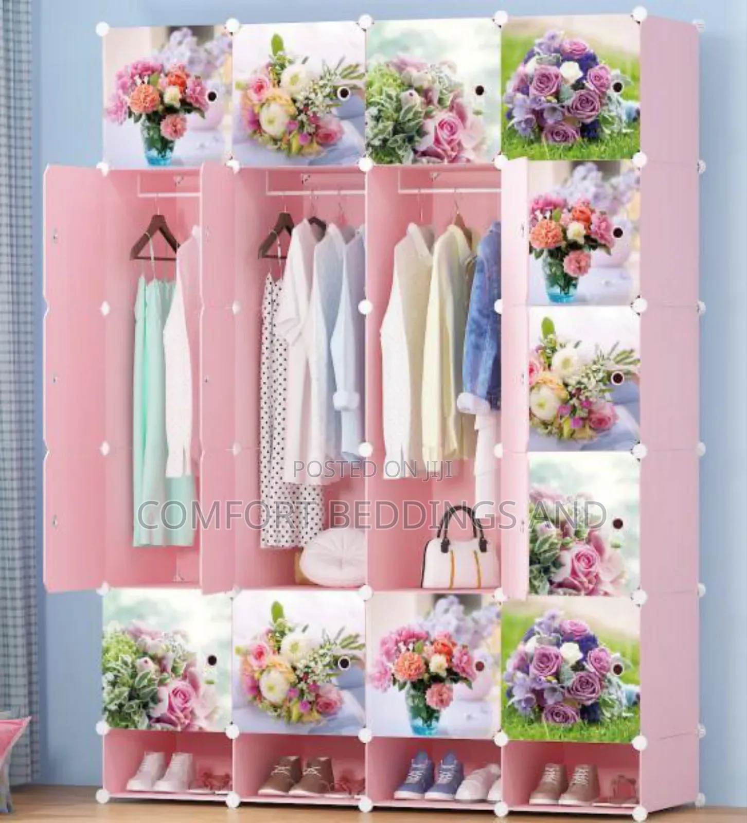 Four Column Plastic Closet Pink 5 Layers