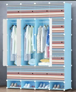 Four Column Plastic Closet Blue 5 Layers