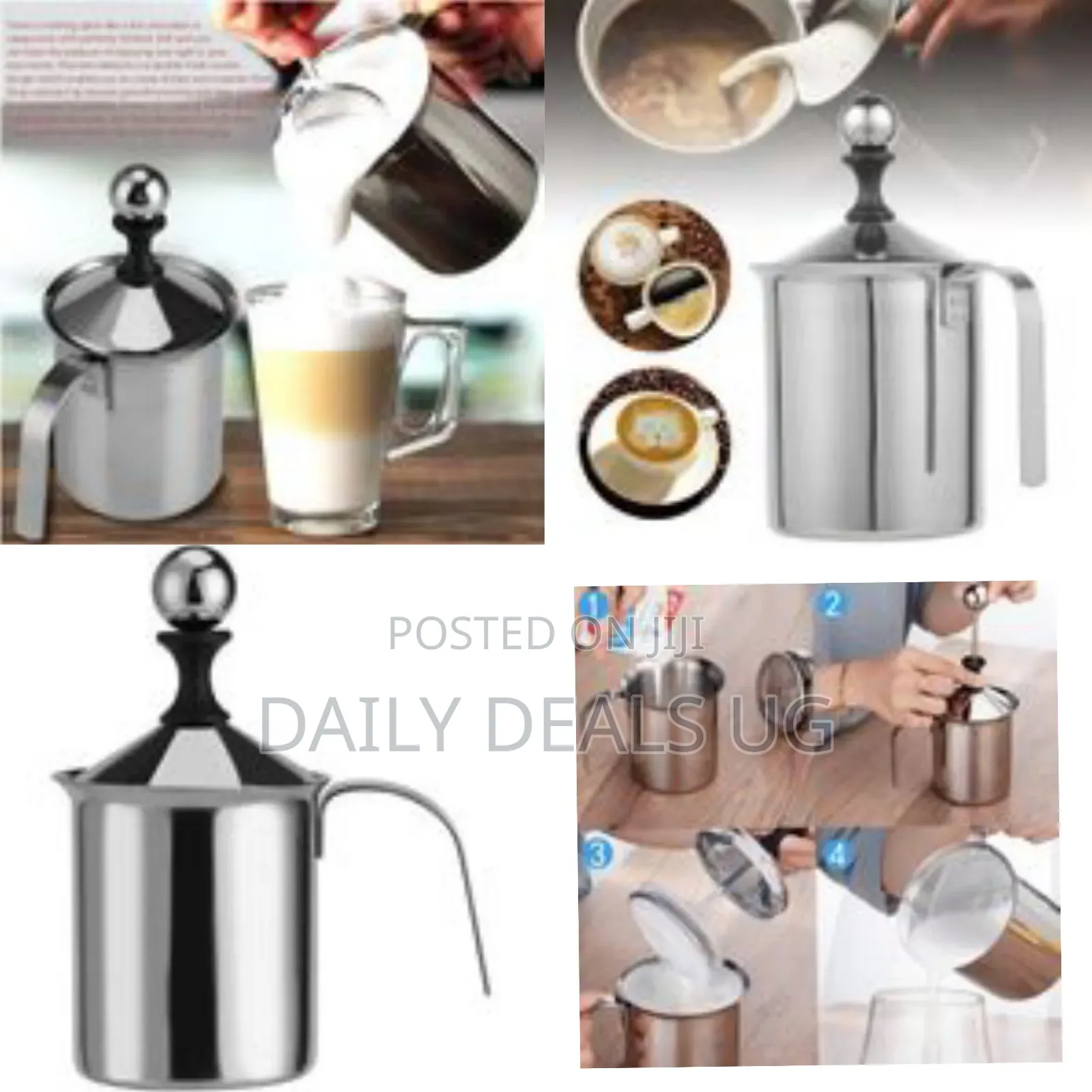 800ml Manual Milk Frother Stainless Steel Double-Layer Manual Milk
