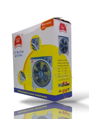 Crown 16-Inch Box Fan - White | Powerful Cooling for Home Office