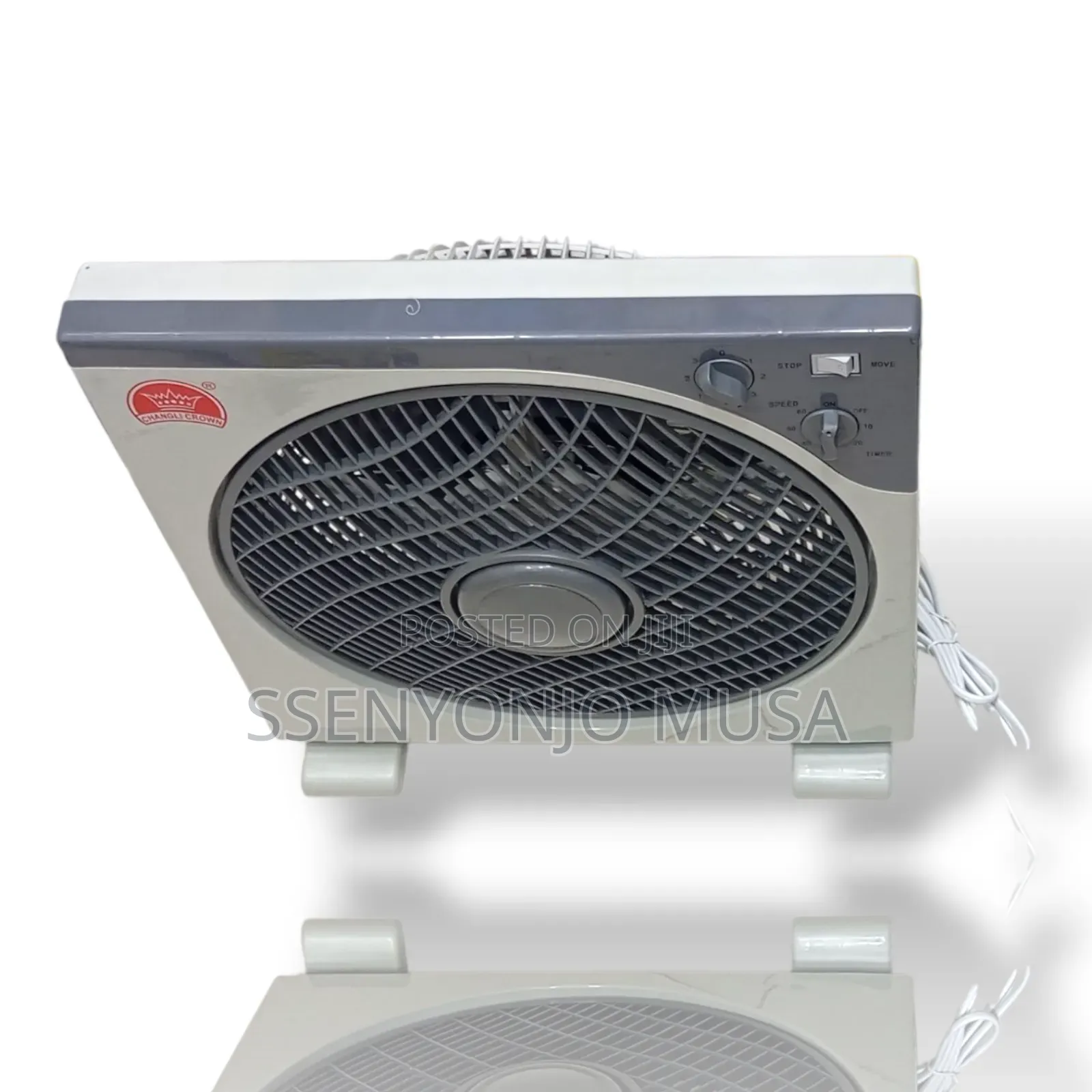 Crown 16-Inch Box Fan - White | Powerful Cooling for Home Office
