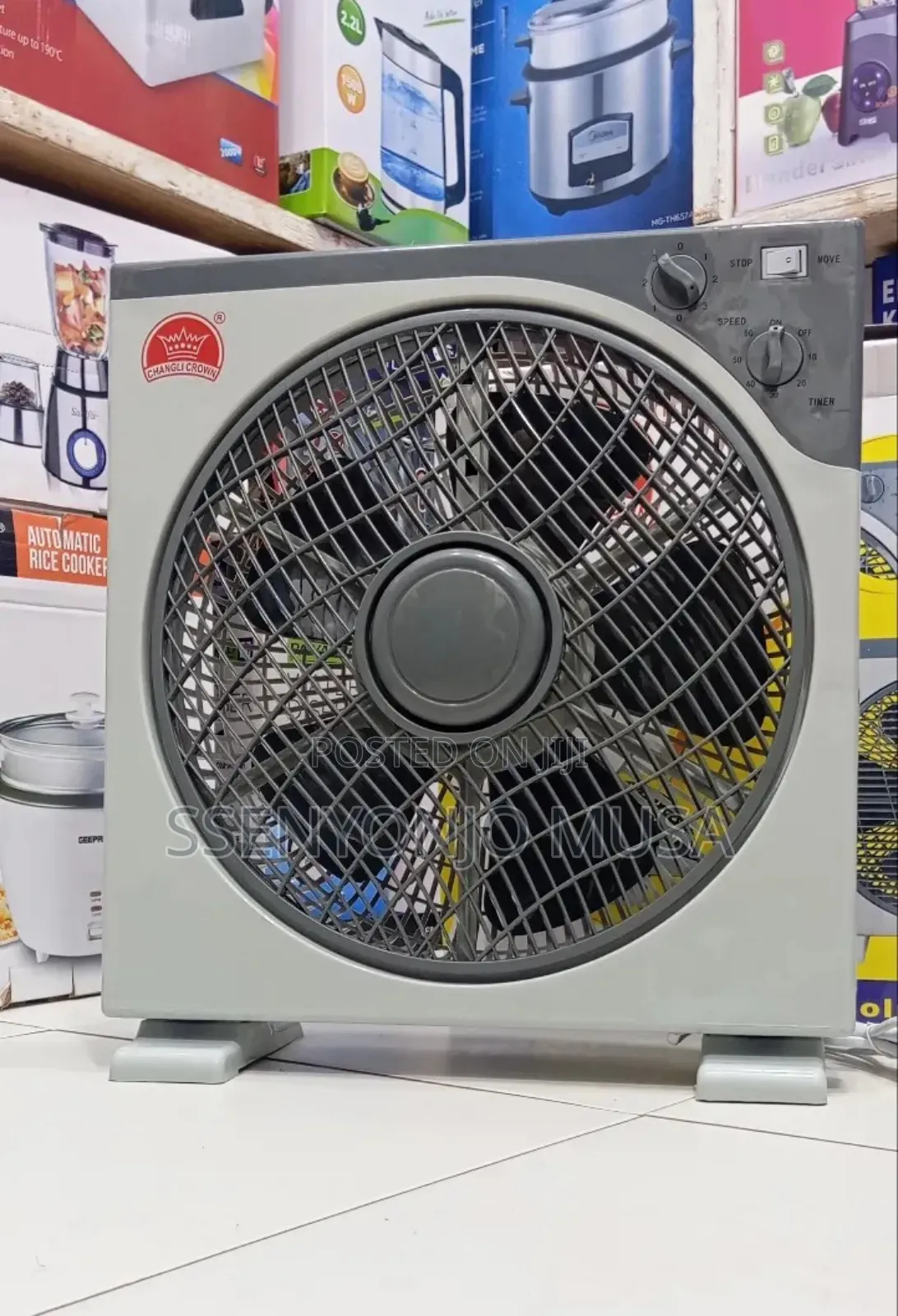 Crown 16-Inch Box Fan - White | Powerful Cooling for Home Office