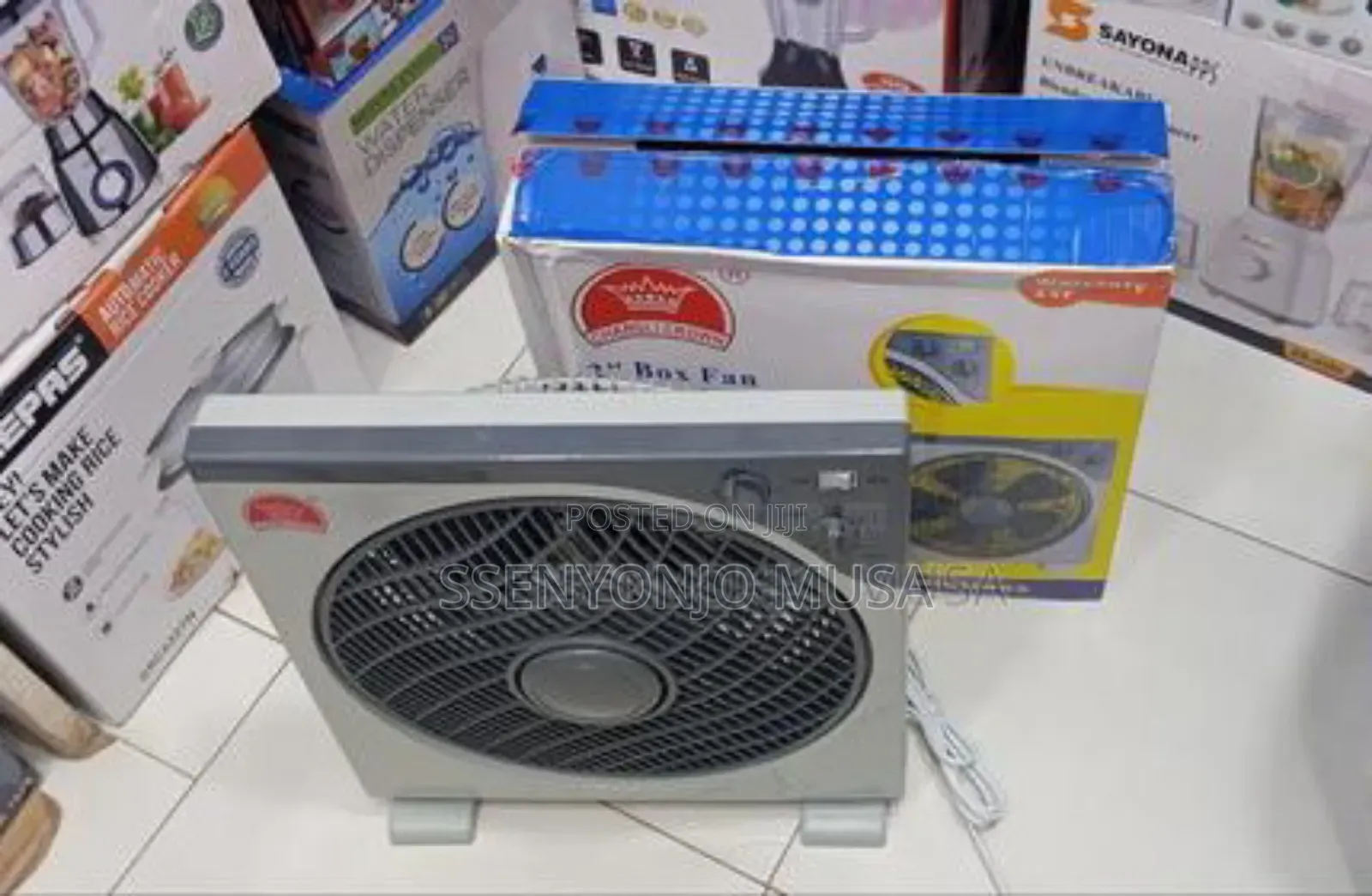 Crown 16-Inch Box Fan - White | Powerful Cooling for Home Office