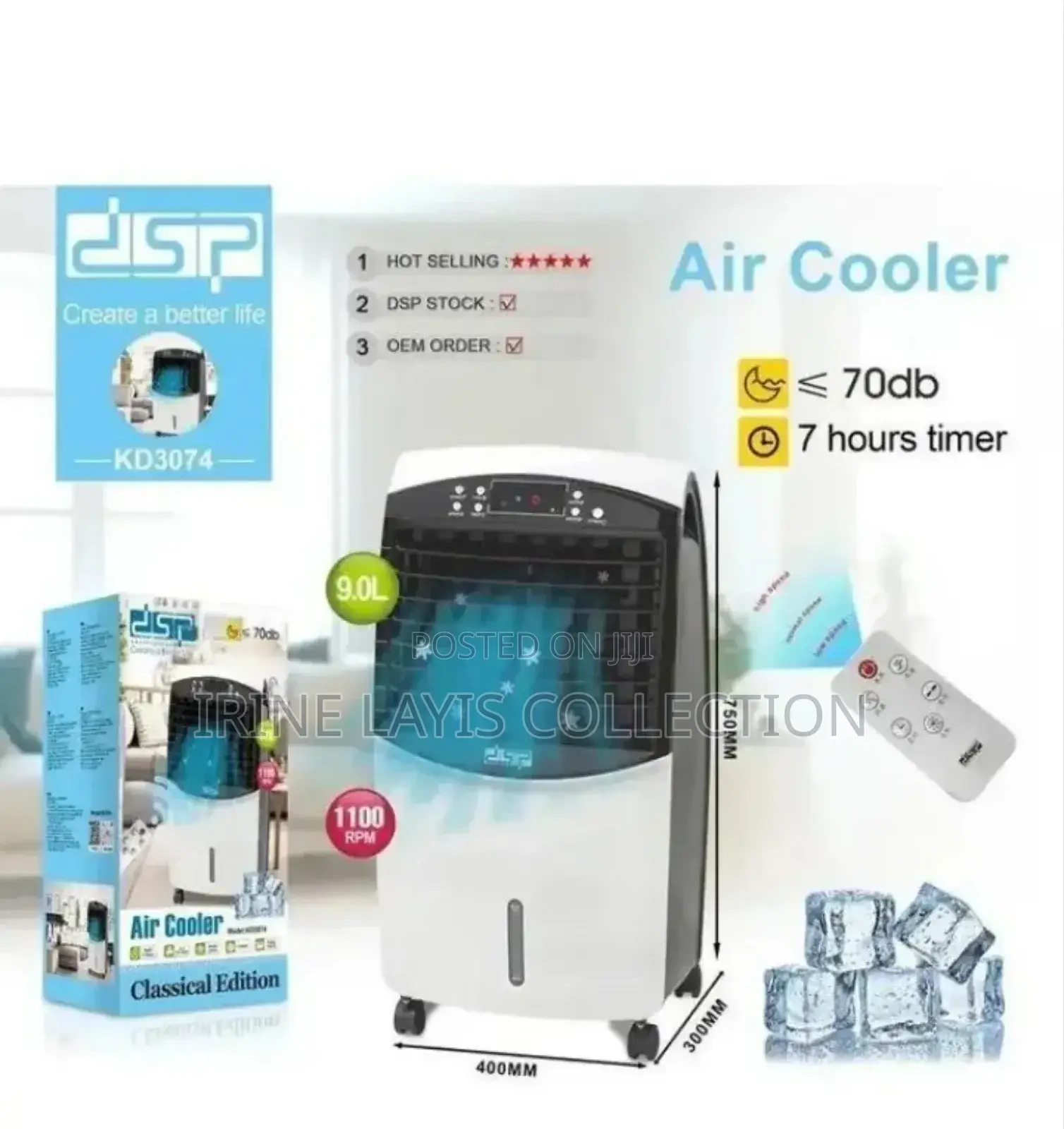 Dsp 9l Portable Heavy Duty Built Electric Air Cooler.