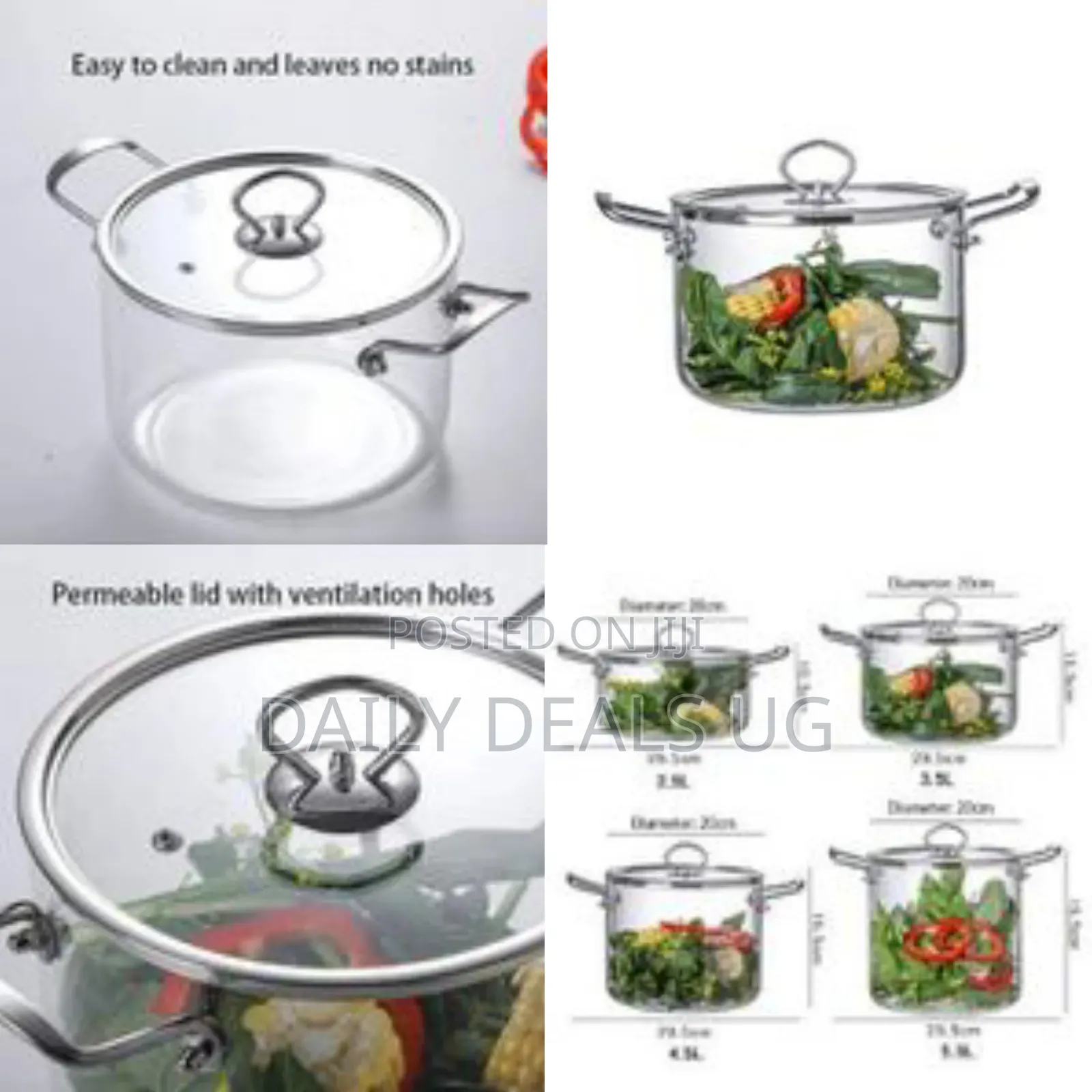 2.5l Glass Clear Saucepan, Glass Stovetop Heat Resistant Cooking Pot ,