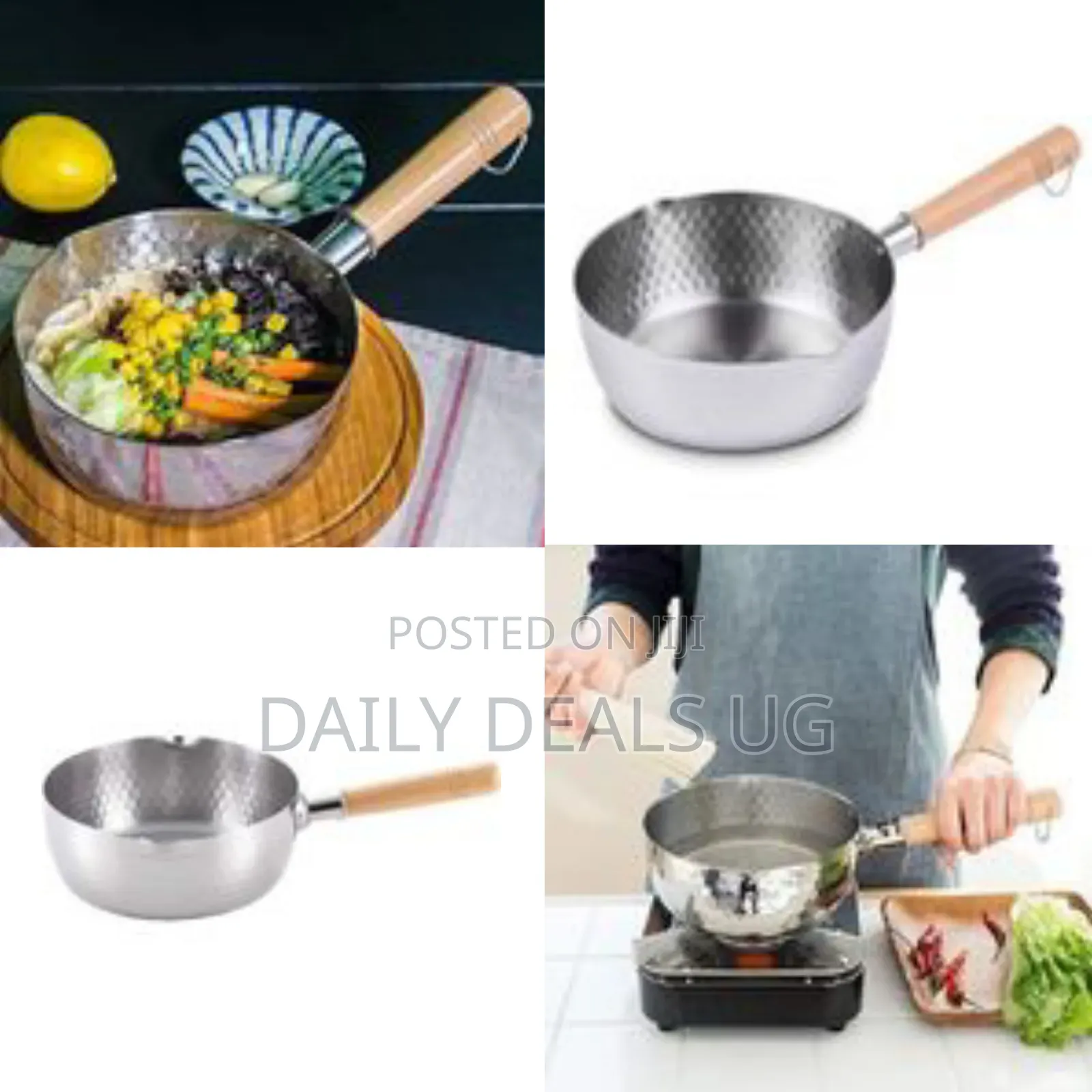26cm Stainless Steel Wok Pot Milk Saucepan With Wooden Handle