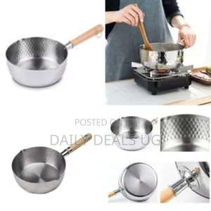 26cm Stainless Steel Wok Pot Milk Saucepan With Wooden Handle