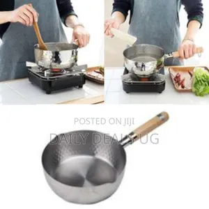 22cm Stainless Steel Deep Wok Saucepan With Wooden Handle- Silver
