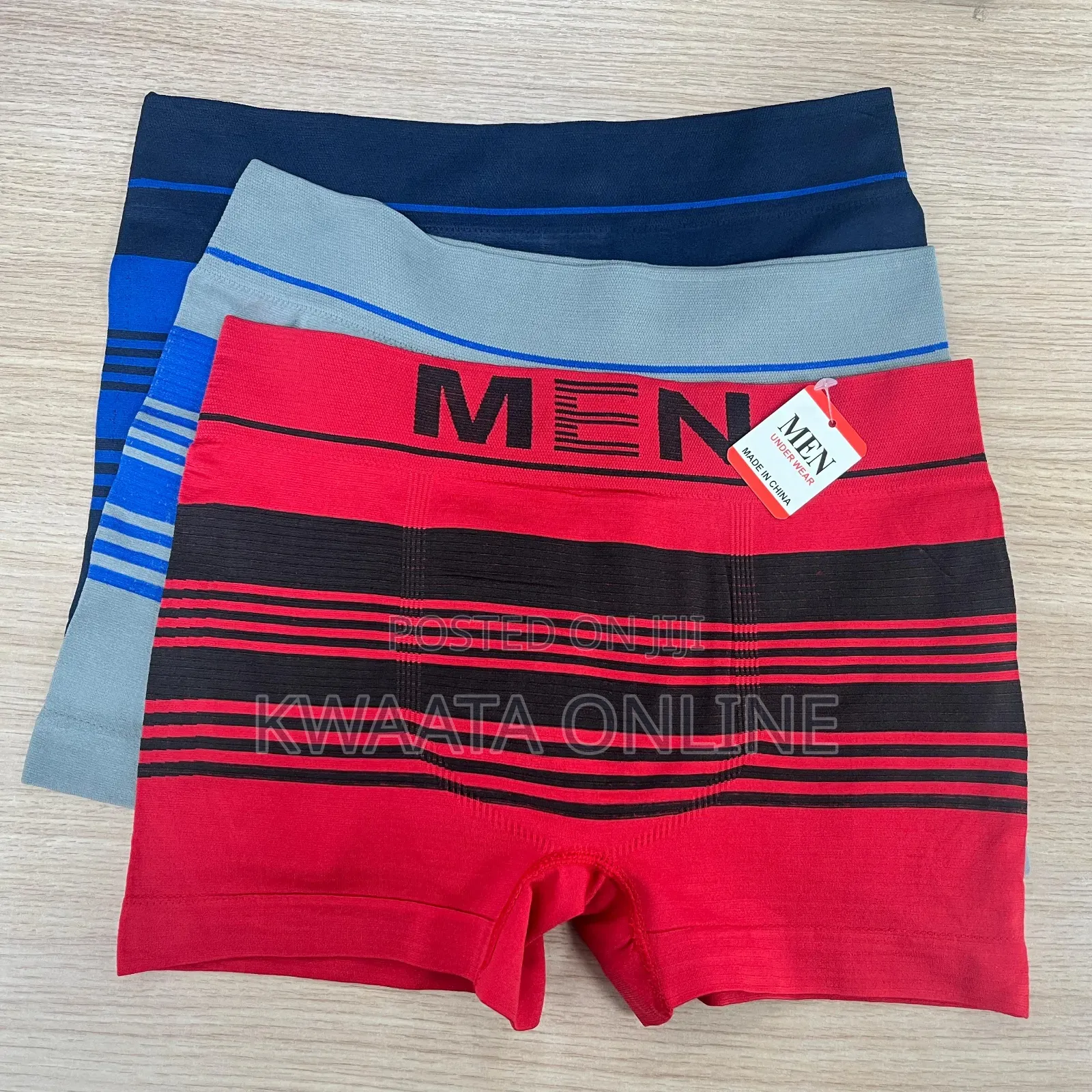 Seamless Mid-Waist Multi-Color Stripes Men's Underwear Boxer Briefs