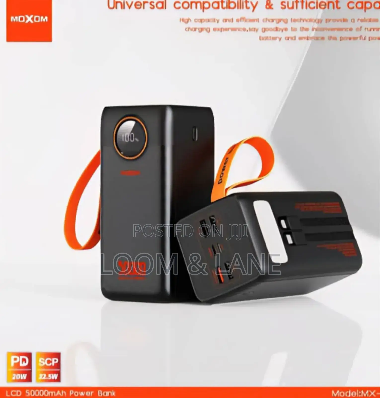 Moxom 50,000mah 22.5w LCD Display Power Bank