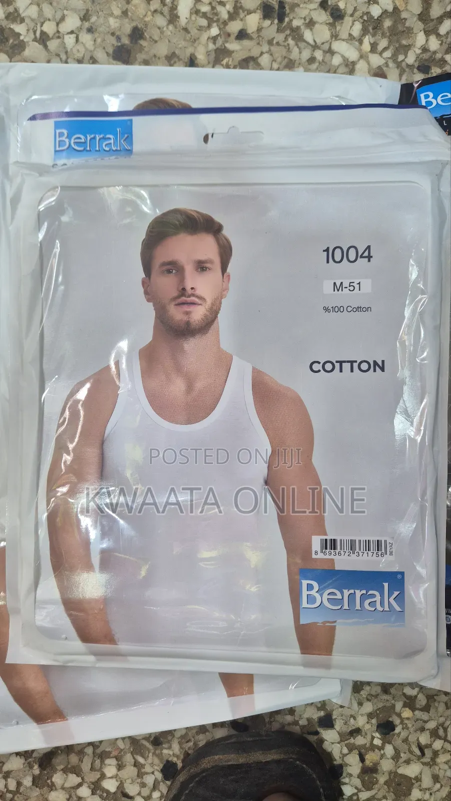 1 Pc-Mens Berrak 100% Cotton Vest Top Ribbed Tank, White/Black