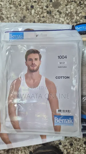 1 Pc-Mens Berrak 100% Cotton Vest Top Ribbed Tank, White/Black