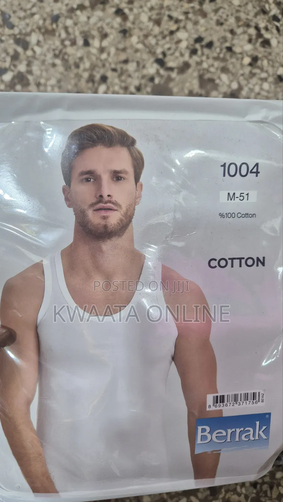 1 Pc-Mens Berrak 100% Cotton Vest Top Ribbed Tank, White/Black