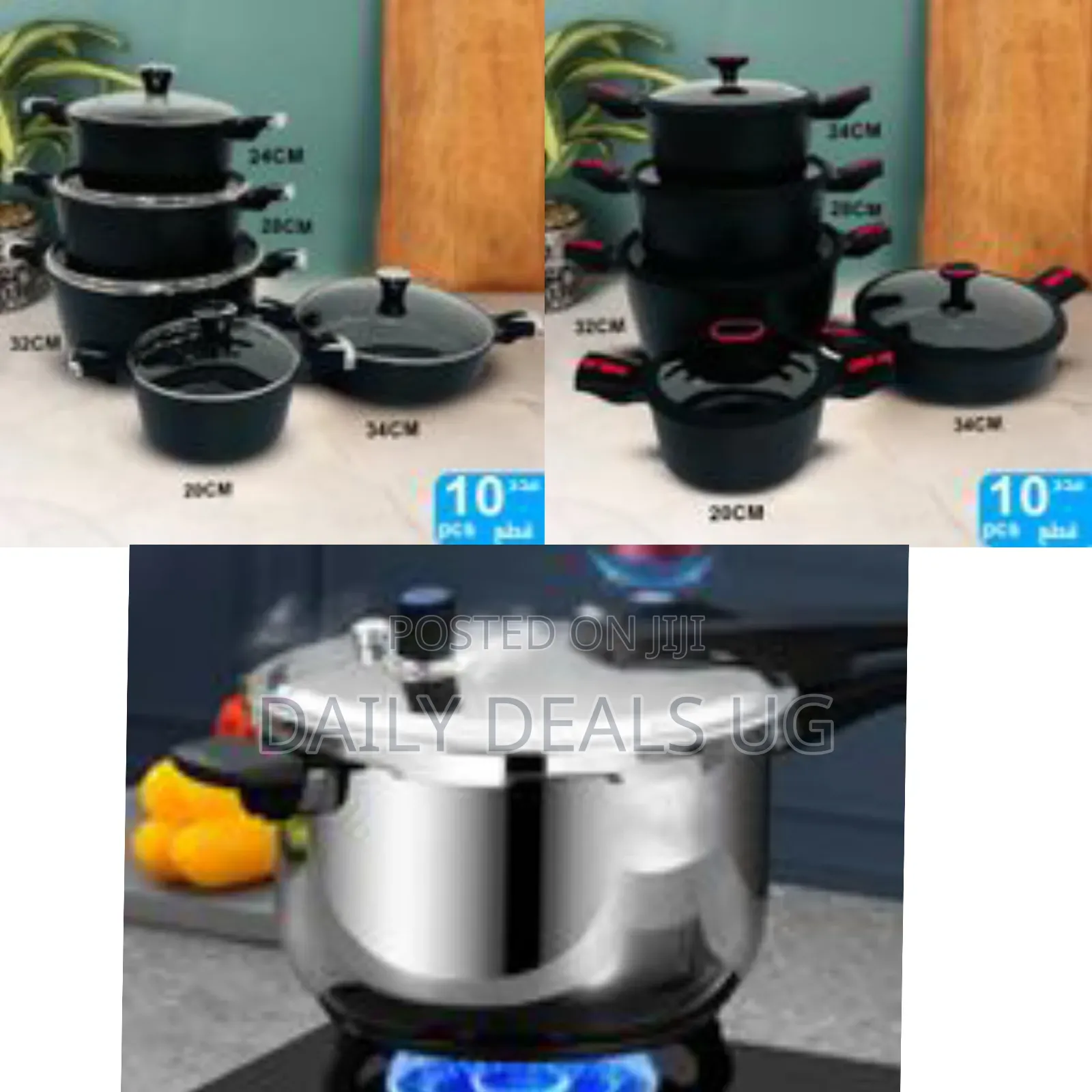 10-Piece Ceramic Nonstick Aluminum Cookware Pot Set Saucepans - Black