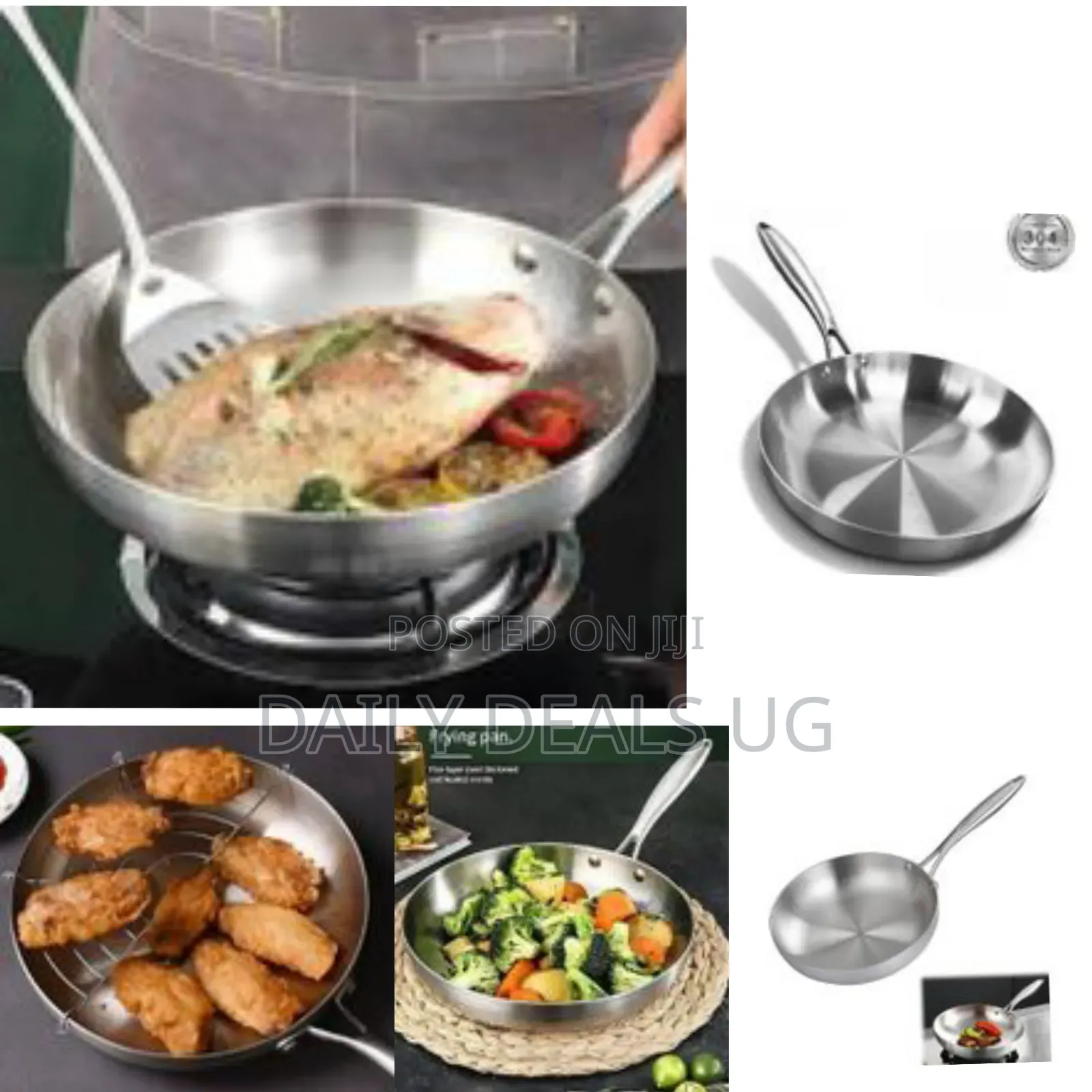 24cm Stainless Steel Uncoated Omelette Frying Pan, Frying Pan Skillet