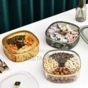 5 Compartments Snack Serving Tray Appetizer Transparent Plate With Lid