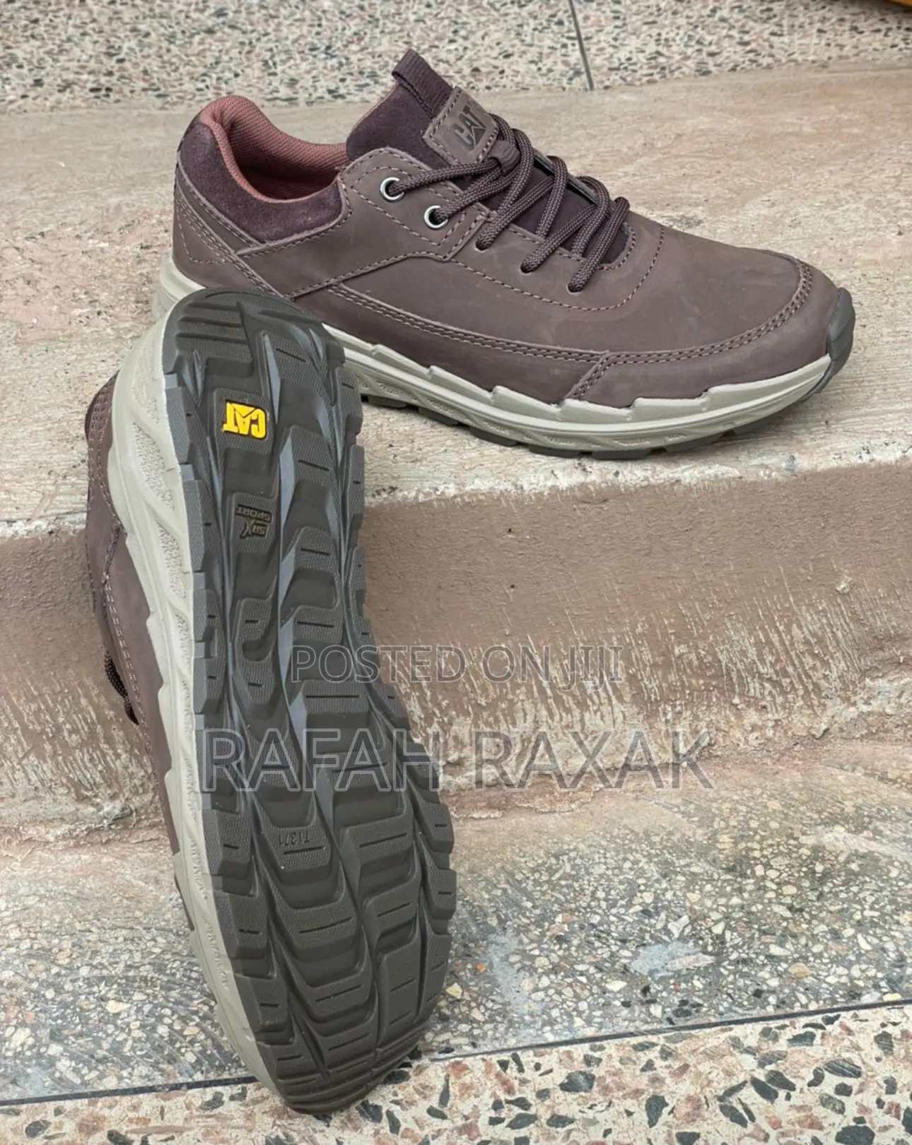 Original Men’S Dark Tan Cat Casual Premium Leather Low Shoes
