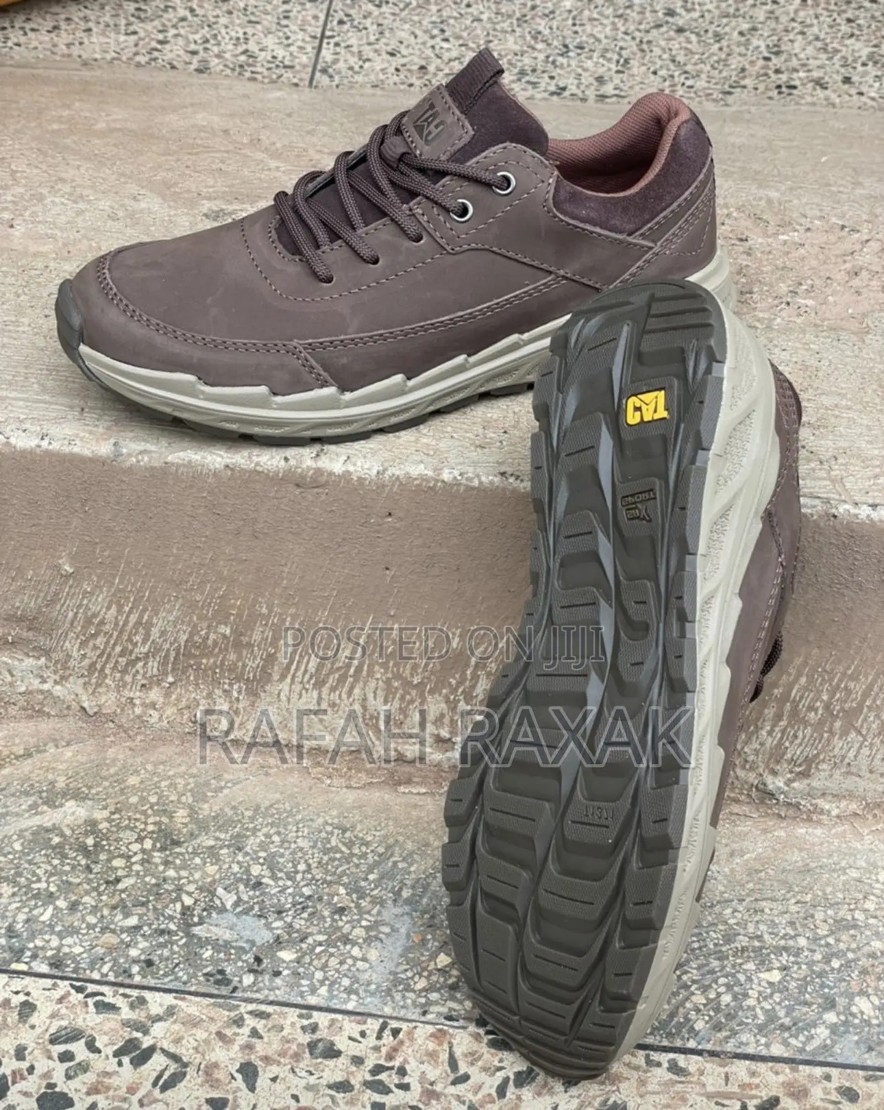 Original Men’S Dark Tan Cat Casual Premium Leather Low Shoes