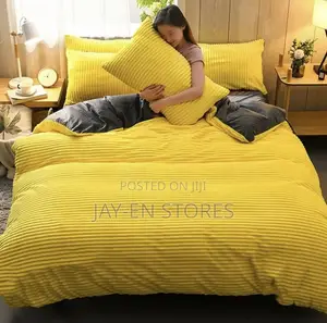 Yellow Coral Velvet Duvet With 2 Pillow Cases