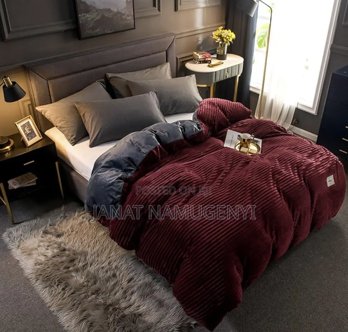 Maroon Coral Velvet Duvet With 2 Pillow Cases