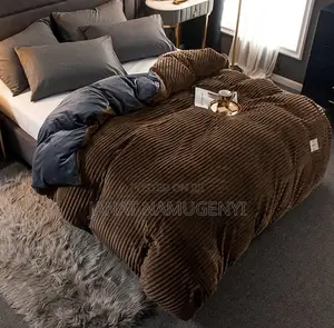 Brown Coral Velvet Duvet With 2 Pillow Cases