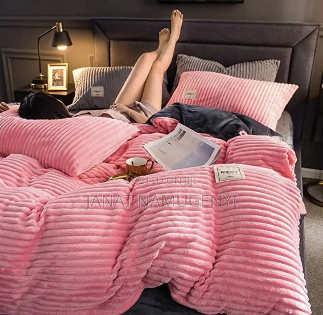 Pink Coral Velvet Duvet With 2 Pillow Cases