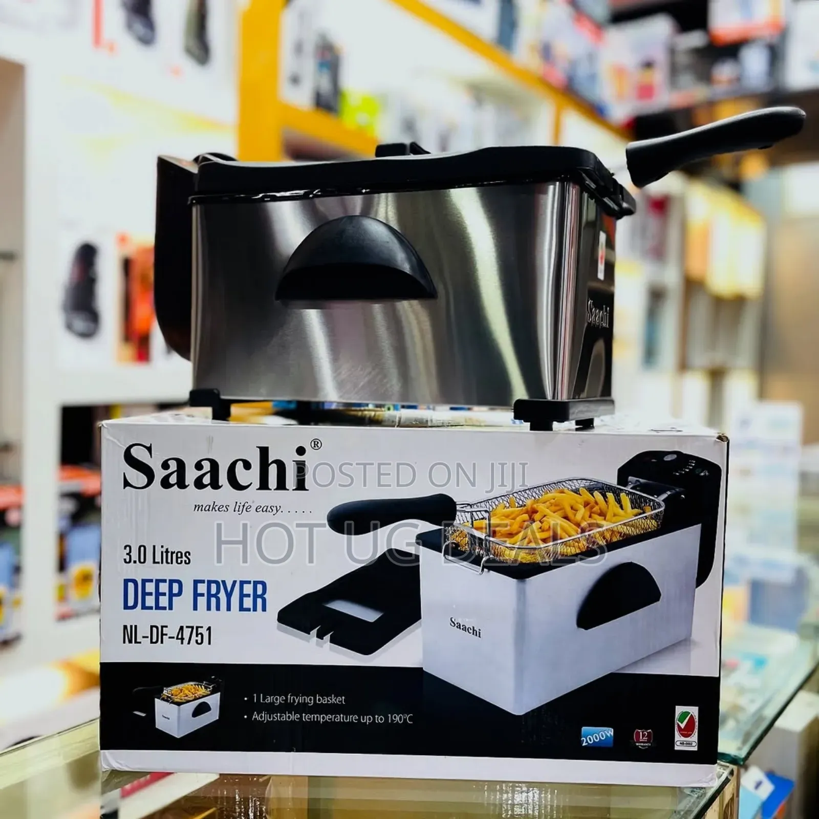 Saachi Electric Deep Fryer- Stainless Steel, 3l -black