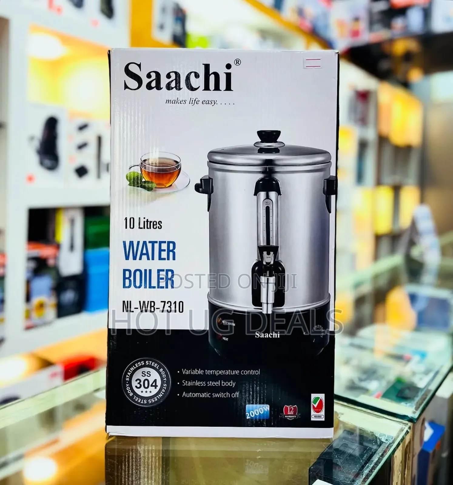 Saachi 10l Electric Water Boiler, Stainless Steel With Tap - Silver