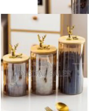 3pc Airtight Storage Food Glass Jars With Bamboo Clamp Lids- Brown
