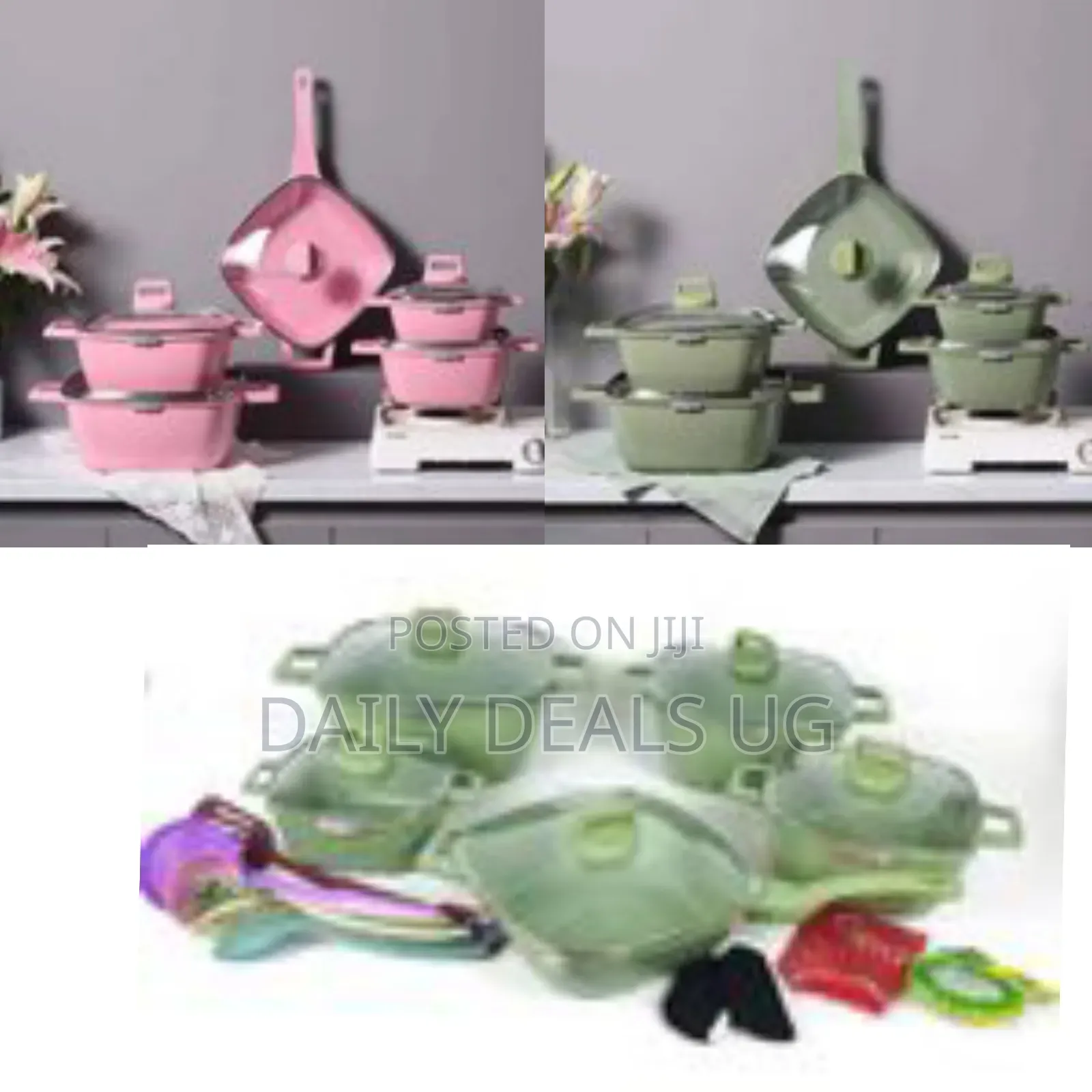 10pcs Square Casserole Non Stick Soup Cooking Pots Marble Fry Pan