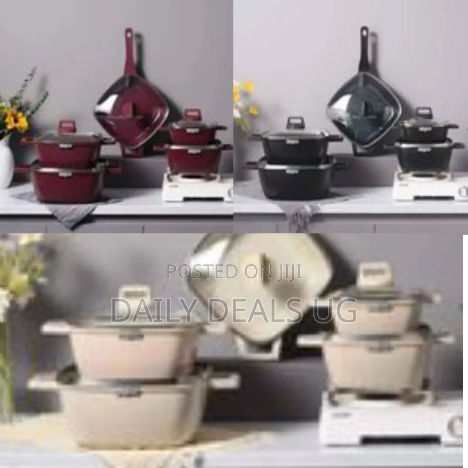 10pcs Square Casserole Non Stick Soup Cooking Pots Marble Fry Pan
