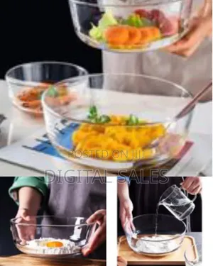 2 Piece Style Transparent Glass Bowl Set Fruit and Vegetable Salad Bow