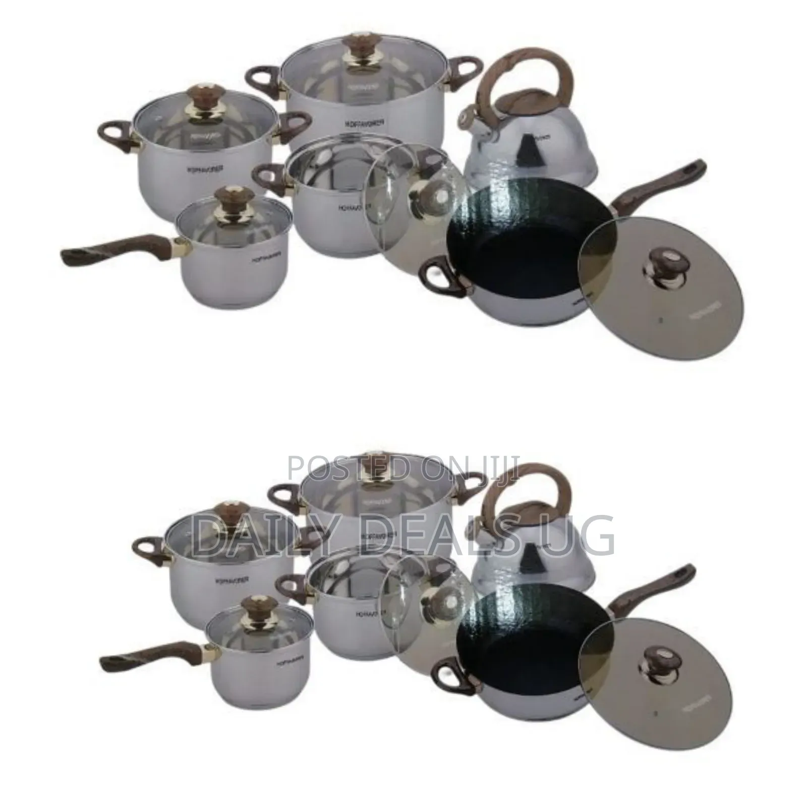 12pc Stainless Steel Pots and Frying Pan Saucepan Cookware,Silver,Gold