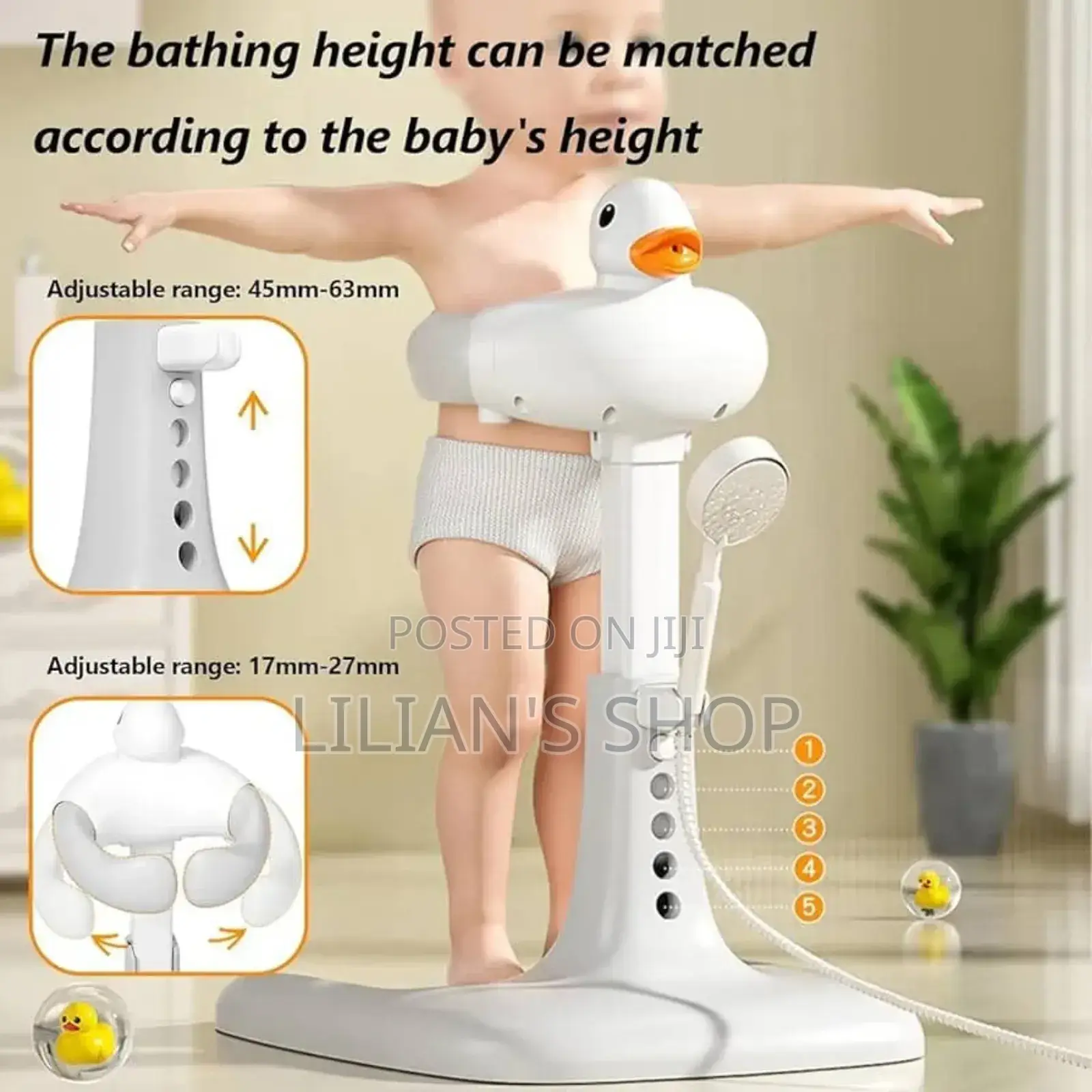 Adjustable Height Baby Shower Stand With Anti-Slip Base