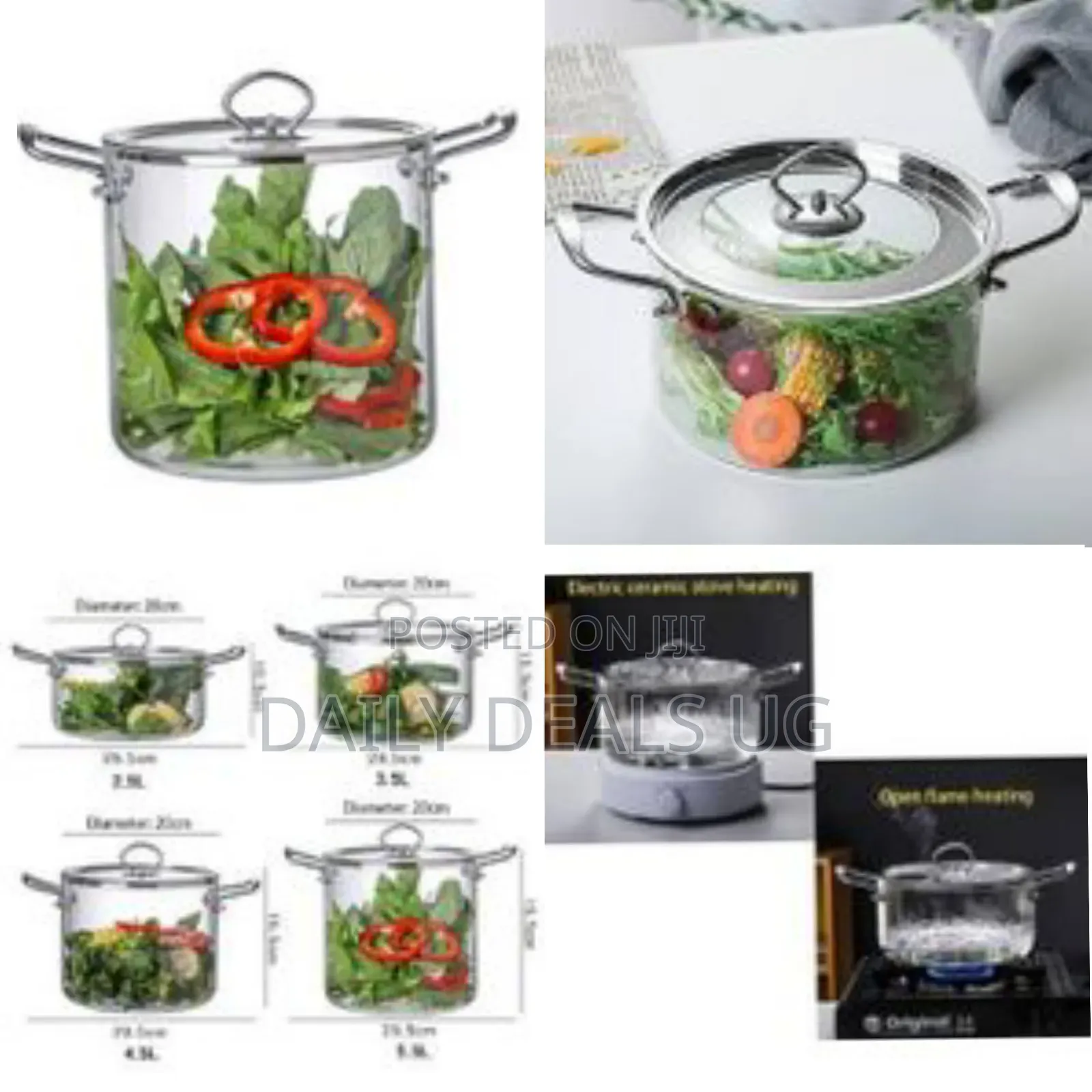 5.5l Glass Clear Saucepan, Glass Stovetop Heat Resistant Cooking Pot