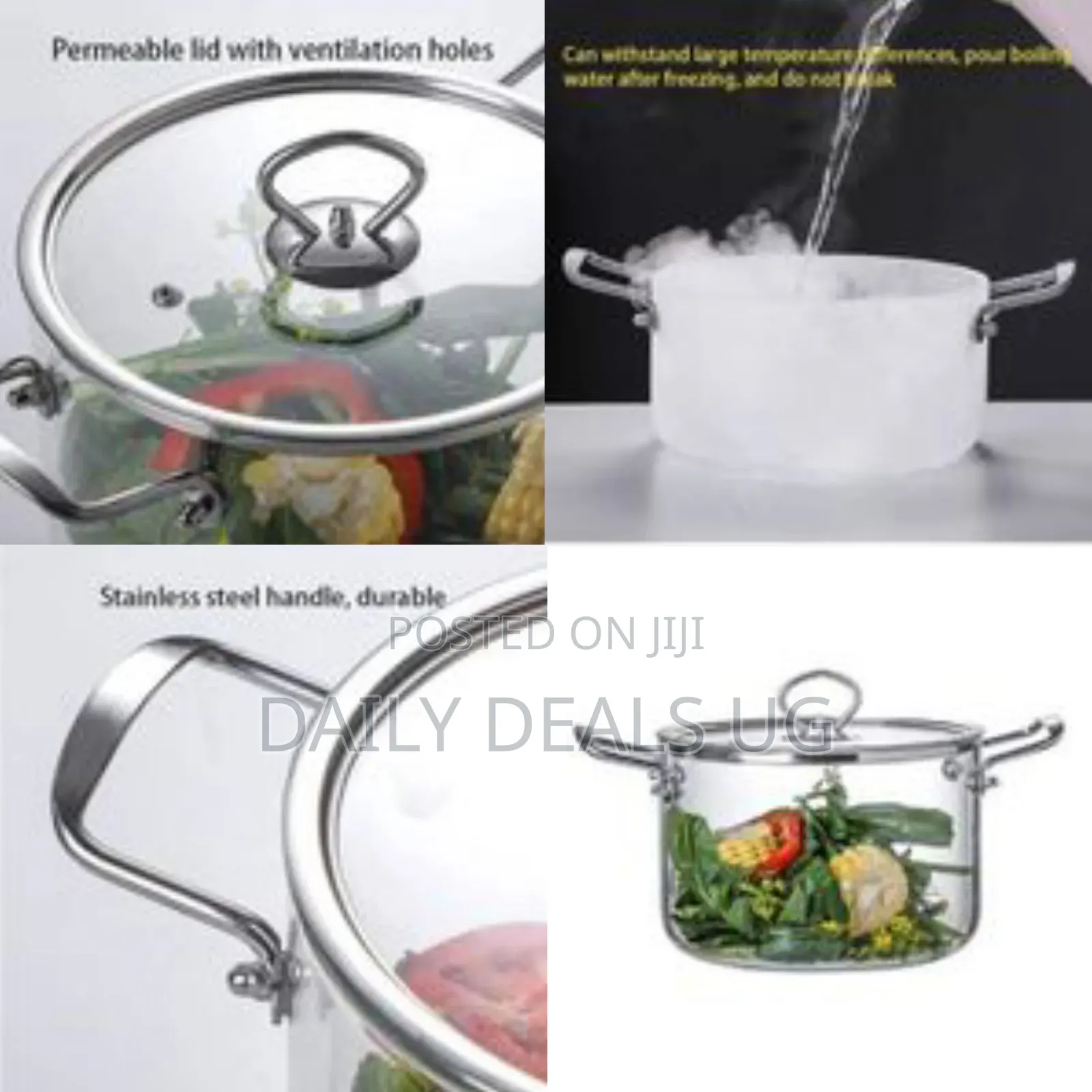 5.5l Glass Clear Saucepan, Glass Stovetop Heat Resistant Cooking Pot