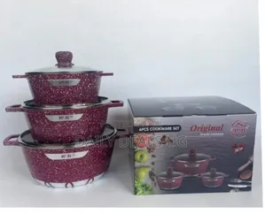 3 Pieces of Non-Stick Serving/Saucepans/Cookware- 24x28x32cm -Maroon